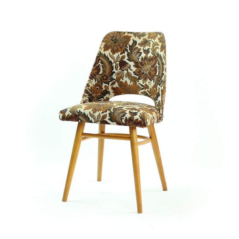 Vintage chair with flowery patterns for Ton, Czechoslovakia 1960