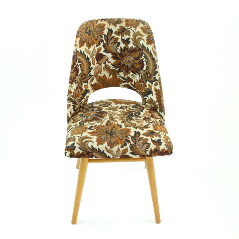 Vintage chair with flowery patterns for Ton, Czechoslovakia 1960