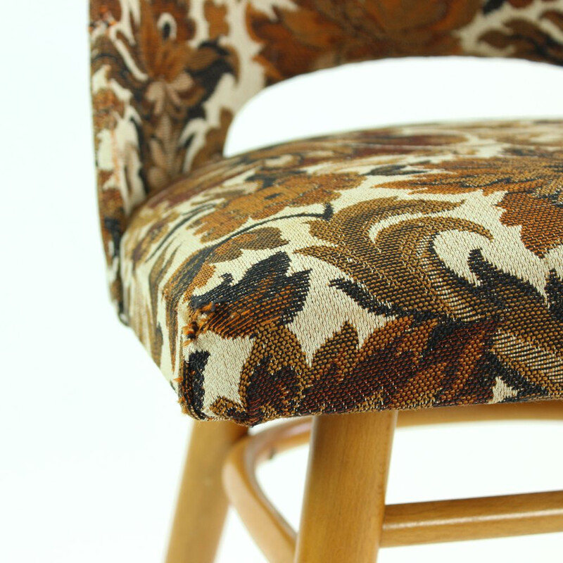 Vintage chair with flowery patterns for Ton, Czechoslovakia 1960