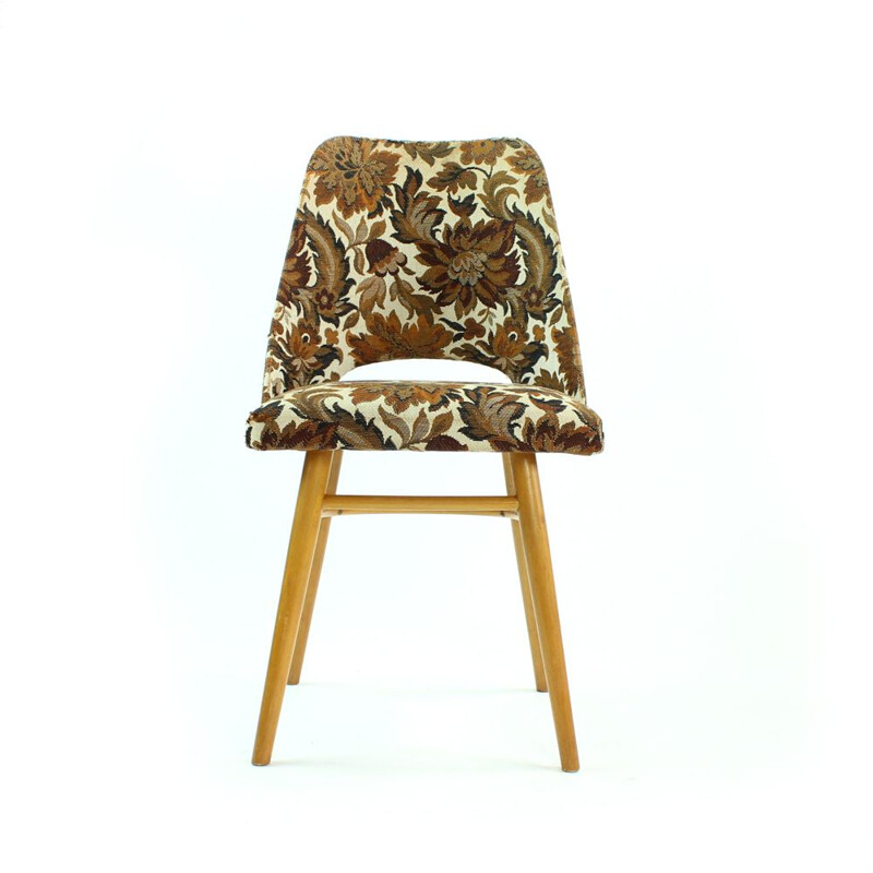 Vintage chair with flowery patterns for Ton, Czechoslovakia 1960