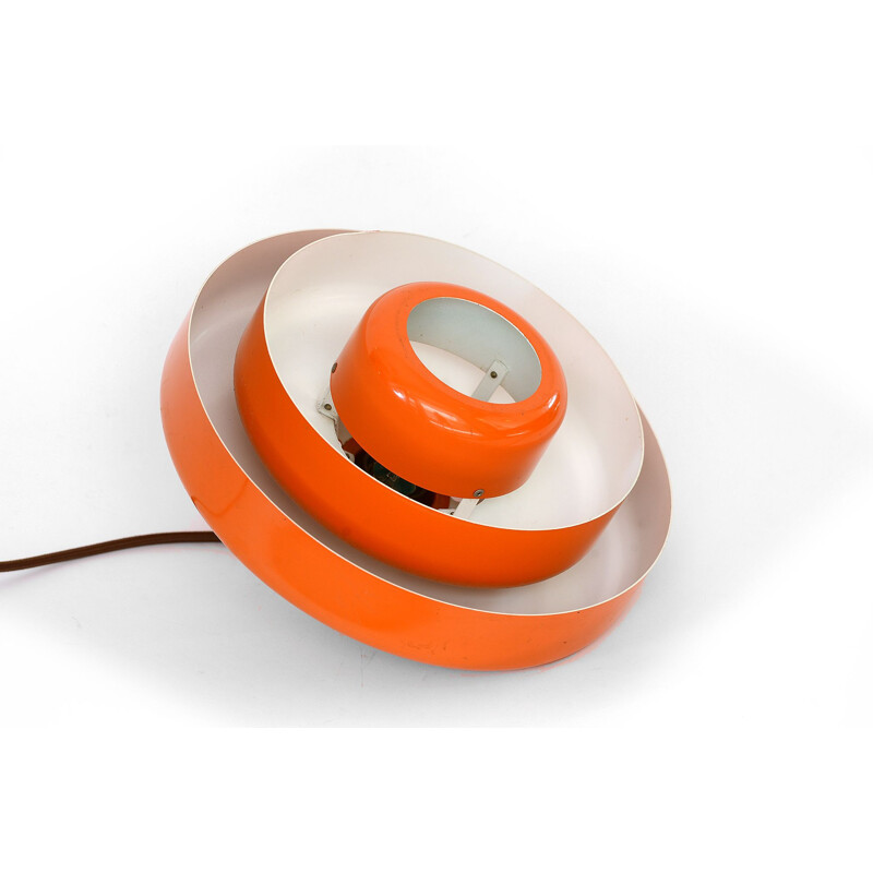 Vintage danish pendant lamp in orange lacquered metal 1970s