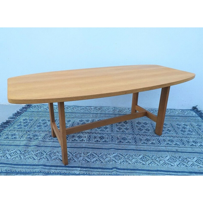 Table basse vintage scandinave en bois de chêne 1960