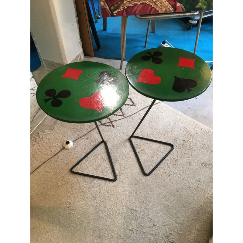 Pair of vintage "4 AS" side tables - 1950s