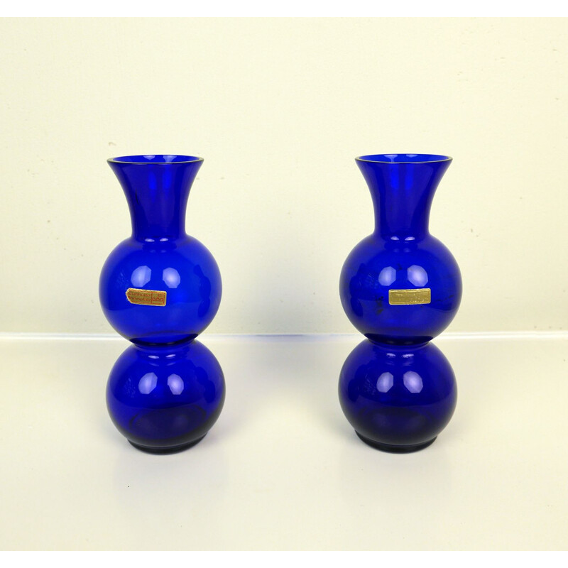 Pair of vintage vases hand-crafted from Glashütte Rheinpfalz, Germany, 1960s
