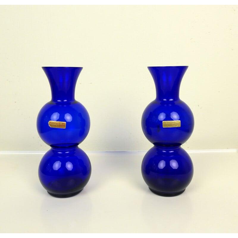 Pair of vintage vases hand-crafted from Glashütte Rheinpfalz, Germany, 1960s