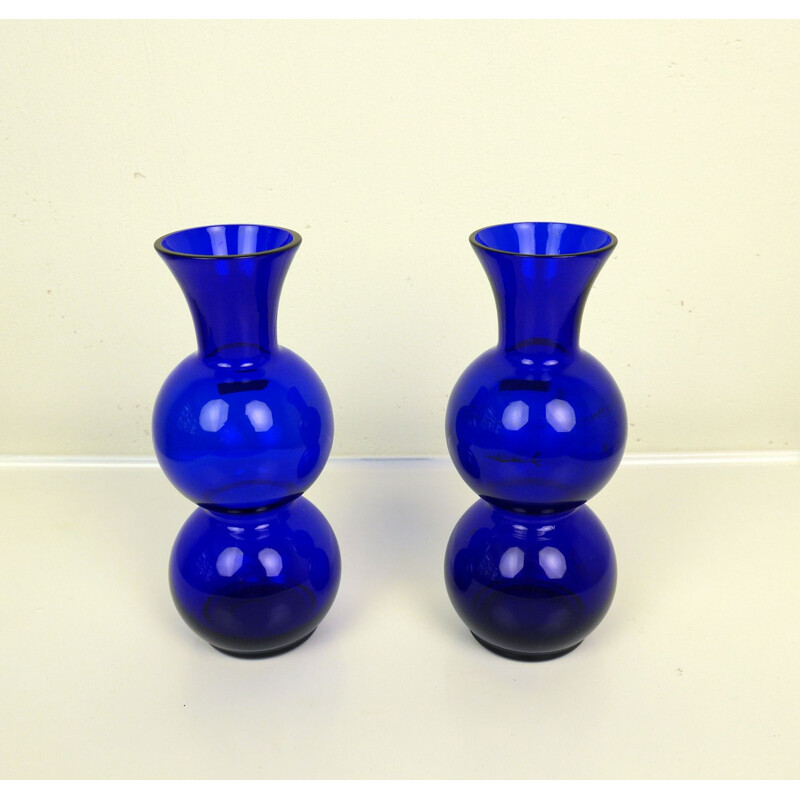 Pair of vintage vases hand-crafted from Glashütte Rheinpfalz, Germany, 1960s