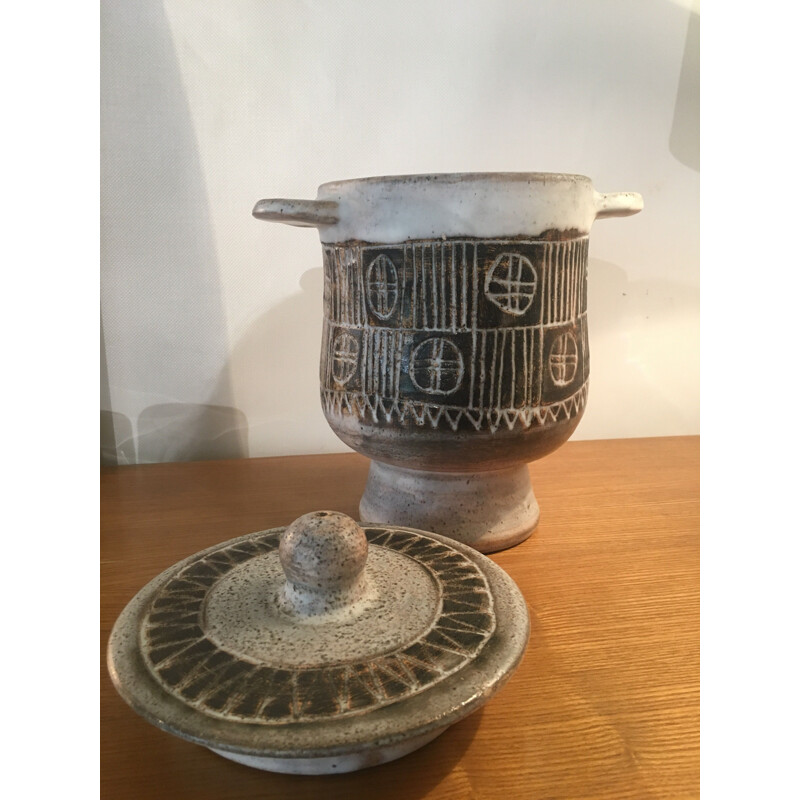 Maceta de cerámica vintage de Pouchain, 1950