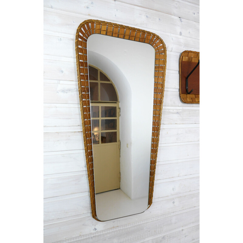 Vintage wardrobe set mirror, coat rack and coat hooks, Germany, 1950s