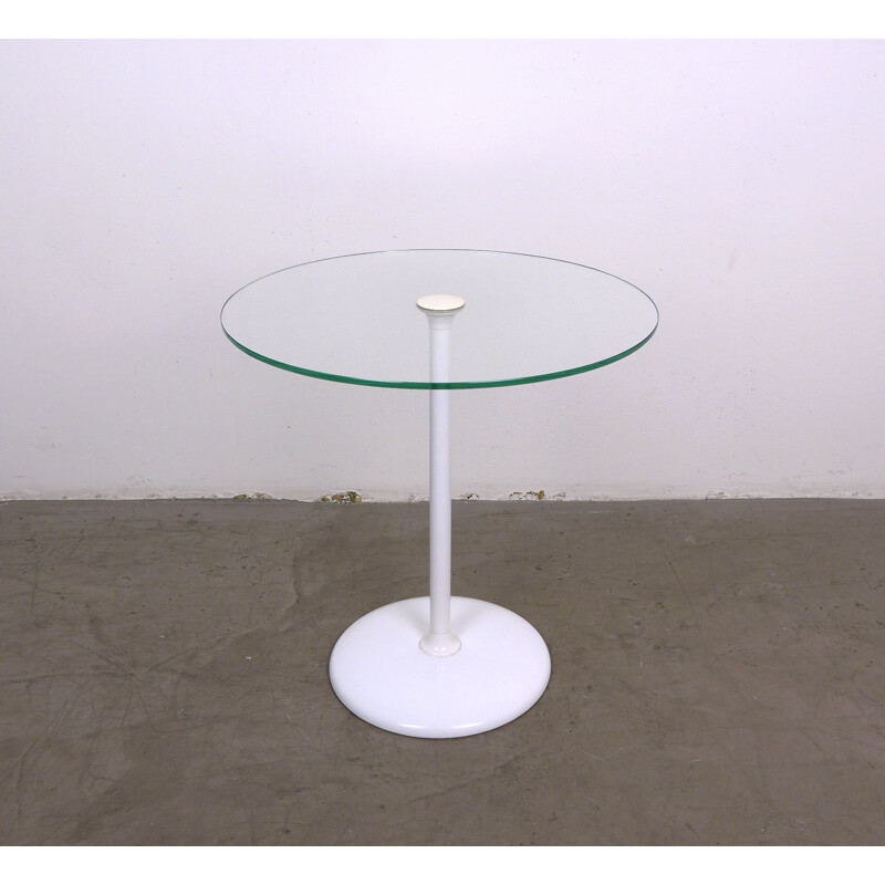 Table d'appoint vintage plateau en verre et base trompette Allemagne, années 1970