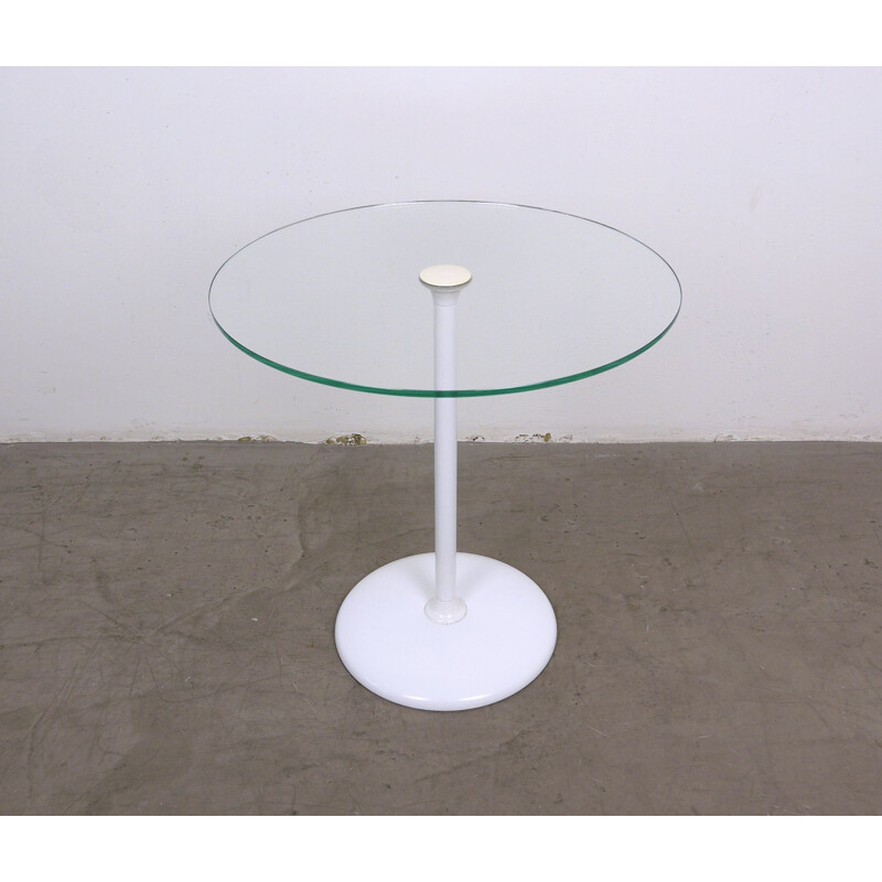 Vintage side table glass top and trumpet base Germany, 1970s