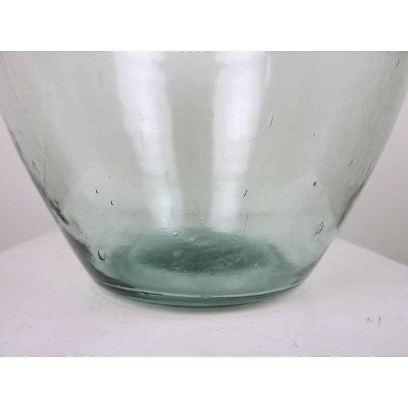 Suite de 4 vases ballon vintage en verre antique Français Dame Jeanne 1900s