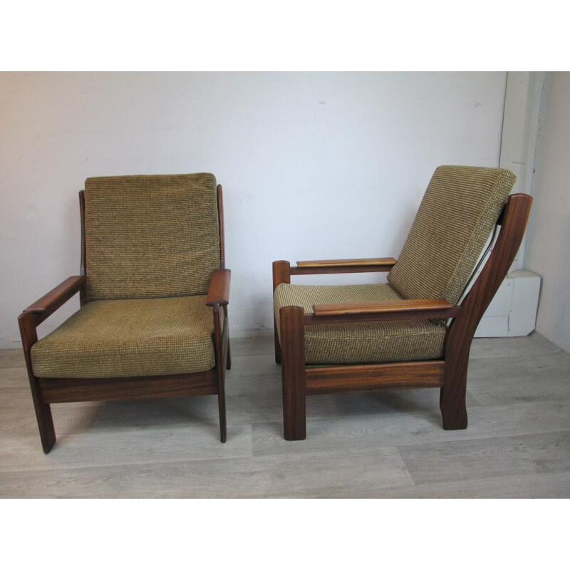 Suite de 2 fauteuils vintage scandinaves en palissandre