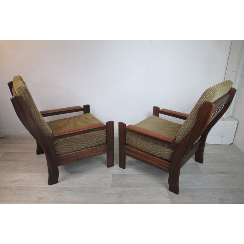 Set of 2 vintage scandinavian armchair in solid rosewood