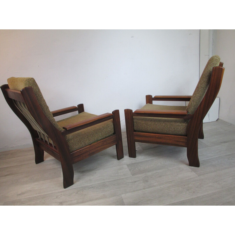 Set of 2 vintage scandinavian armchair in solid rosewood