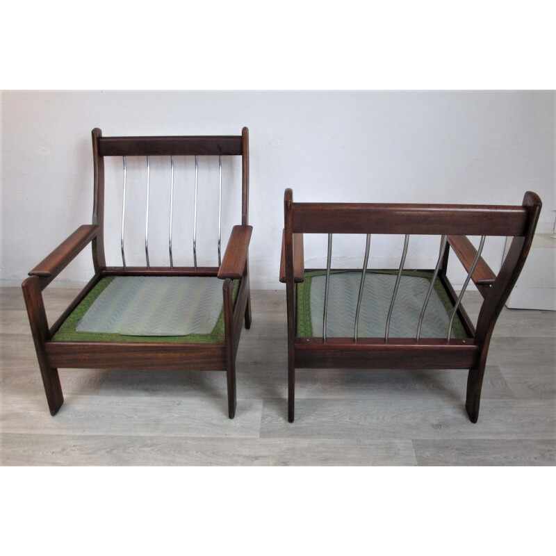 Set of 2 vintage scandinavian armchair in solid rosewood