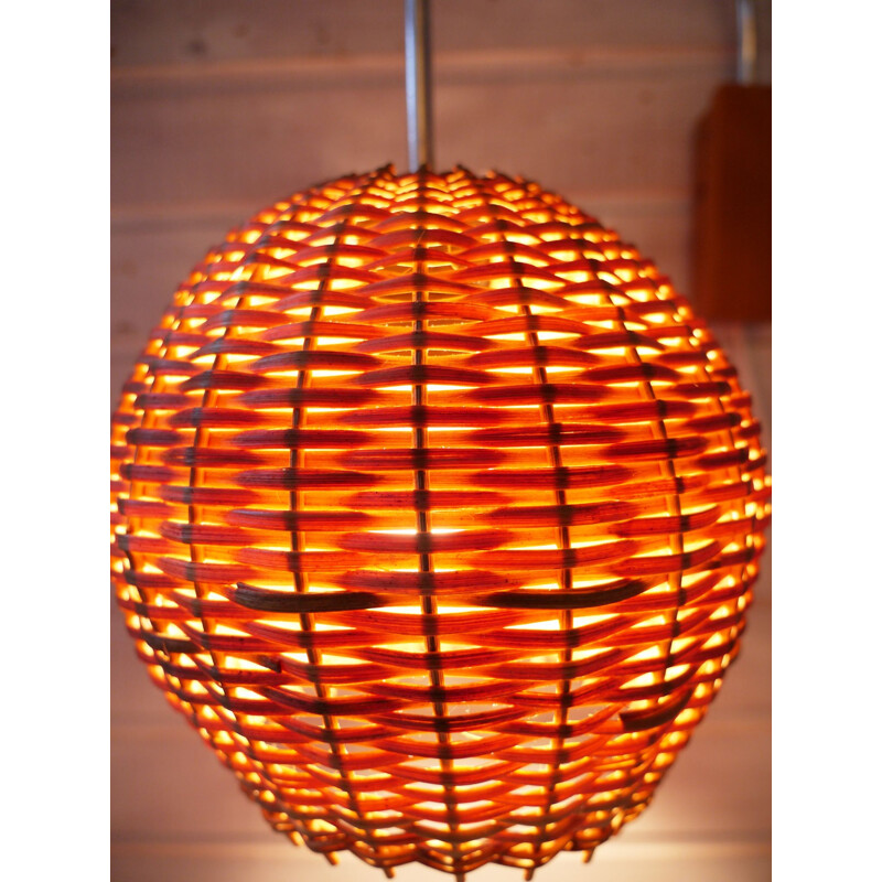 Vintage wall lamp in wicker, Germany, 1950s