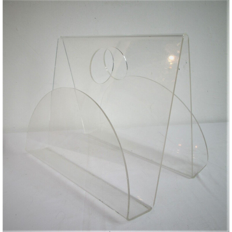 Vintage magazine rack in plexiglass, 1980