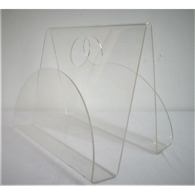 Vintage magazine rack in plexiglass, 1980