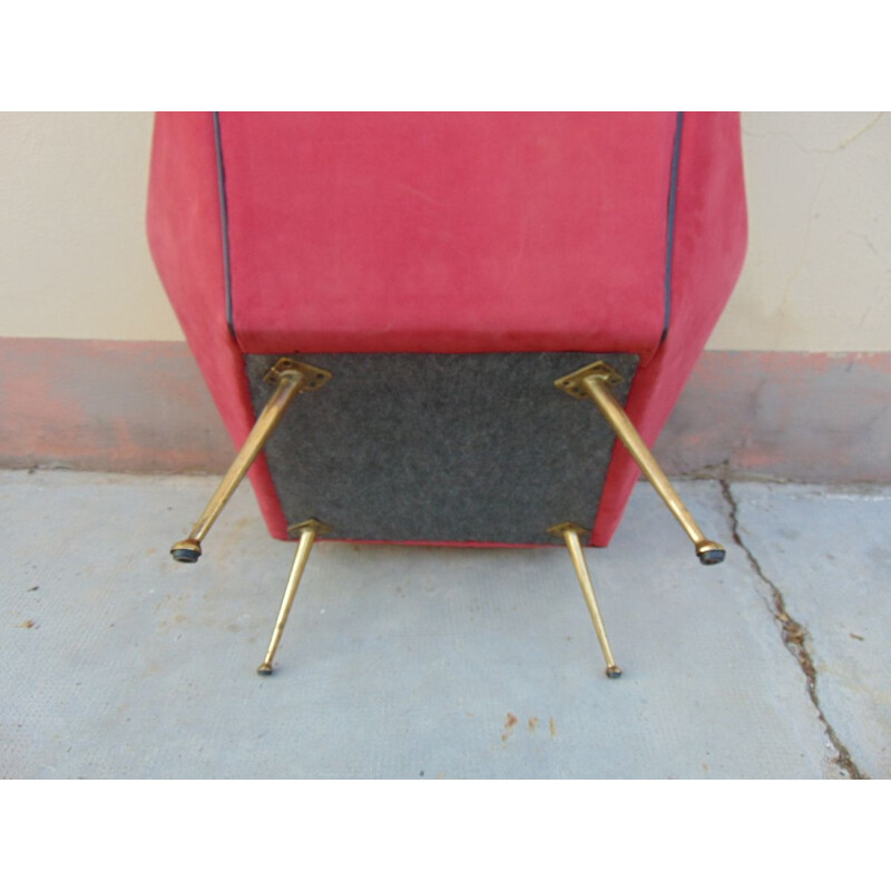 Vintage armchair 1950 brass feet