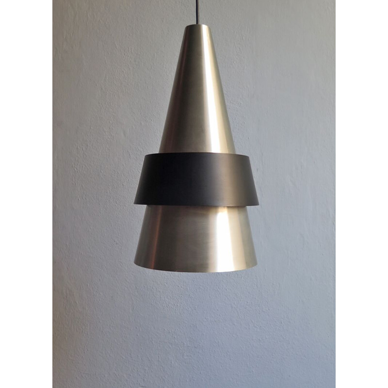 Vintage Danish Corona hanging lamp for Fog & Morup in orange aluminium 1960