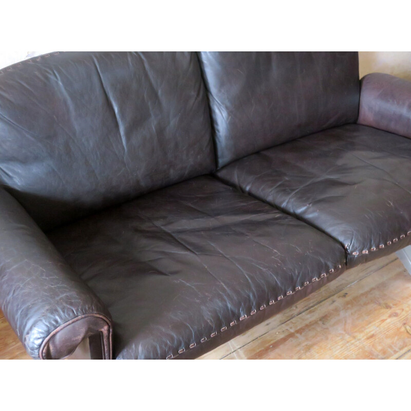 Vintage Sofa from De Sede Model DS 31, Dark Brown Leather, 1970s