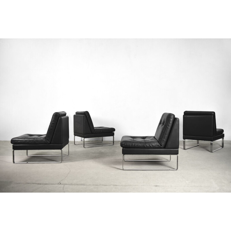 Vintage Modular Sofa in Leater and Chrome for Klöber Manufactory, Germany, 1980s