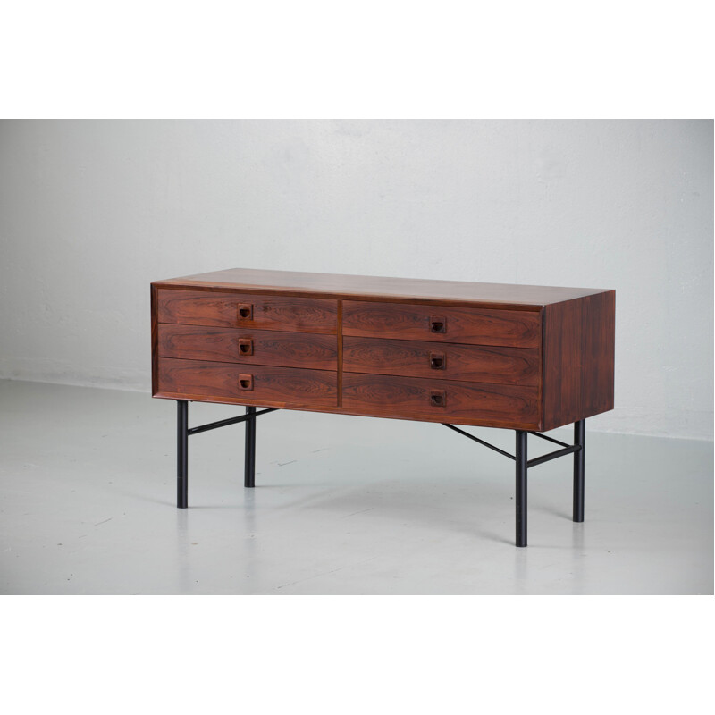 Vintage sideboard in steel and rosewood Denmark 1960s