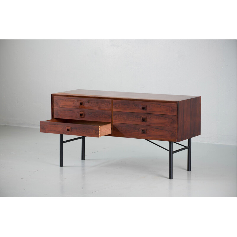 Vintage sideboard in steel and rosewood Denmark 1960s