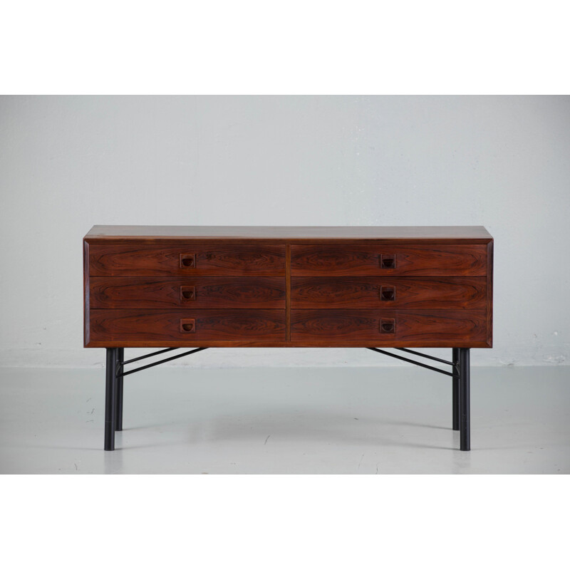 Vintage sideboard in steel and rosewood Denmark 1960s