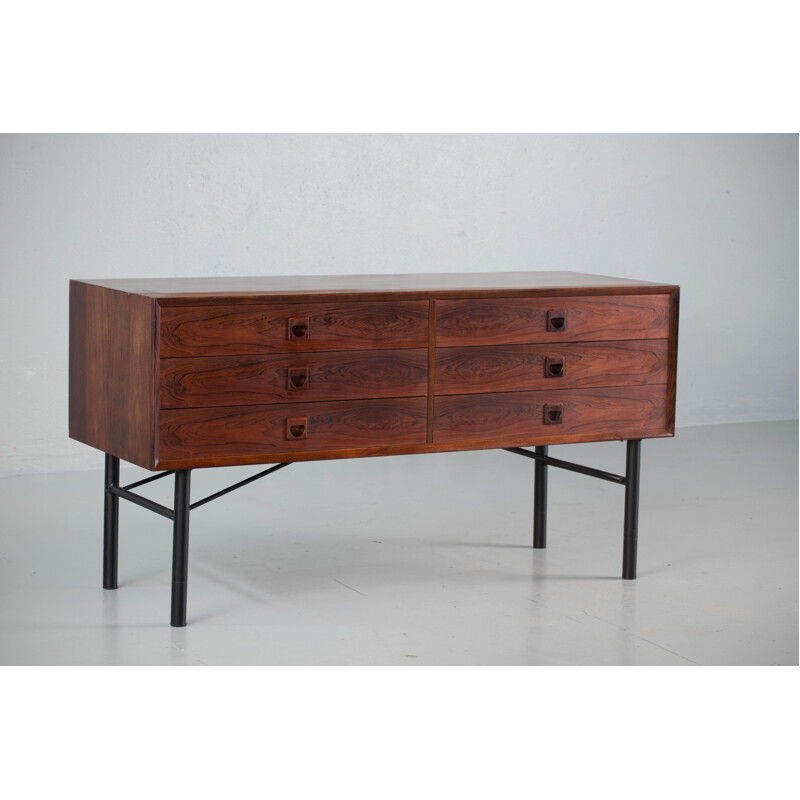 Vintage sideboard in steel and rosewood Denmark 1960s