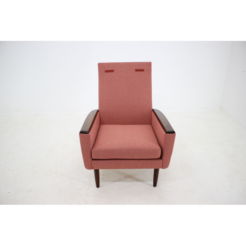 Fauteuil vintage avec haut dossier en palissandre Danemark années 1960