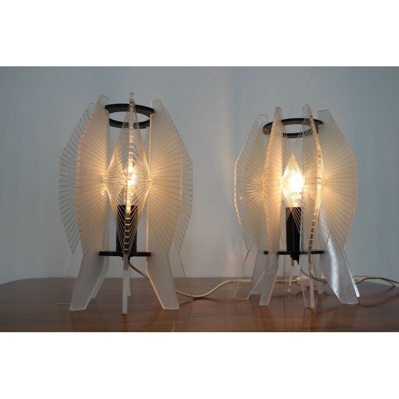 Pair of vintage table lamps space age 1970s