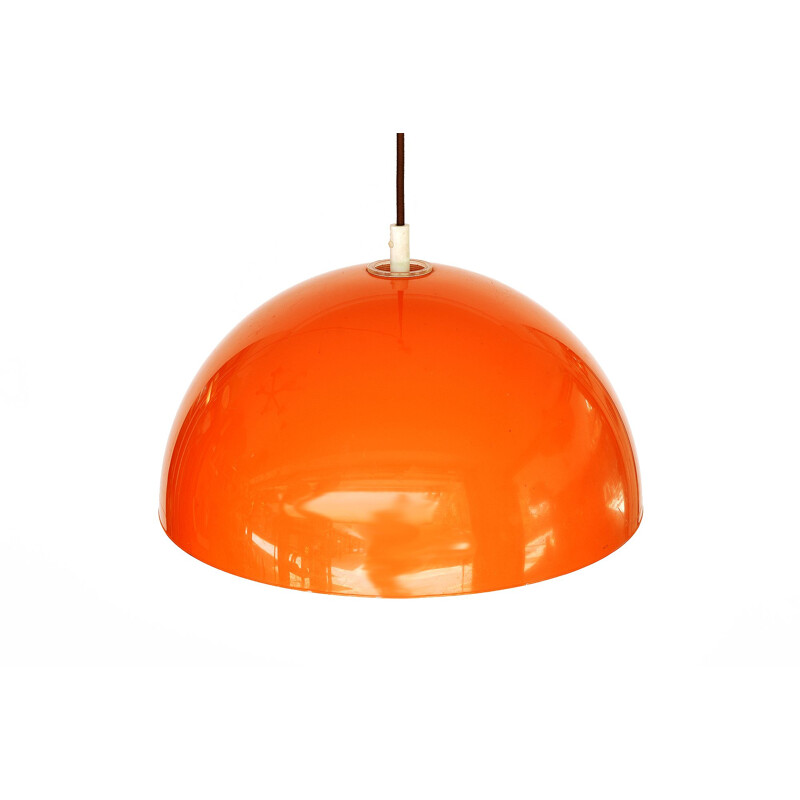 Vintage hanging lamp orange plastic 3161 by Uno Kristiansson for Luxus Sweden 1970s