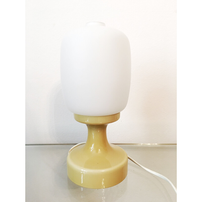 Vintage yellow glass lamp for Osvetlovaci sklo n.p., Czechoslovakia 1960