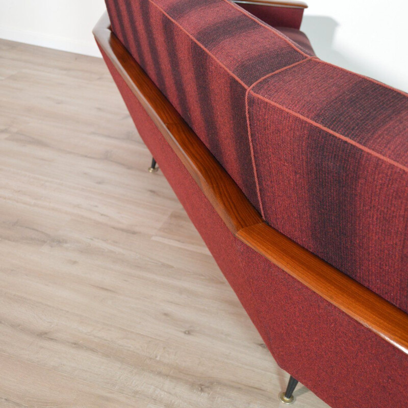 Scandinavian vintage sofa in teak and fabric 1950s