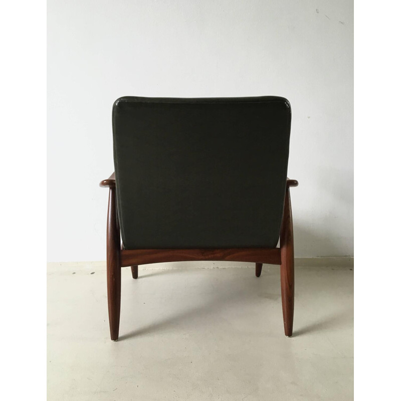 Webe lounge chair in wood and green leatherette, Louis VAN TEEFFELEN - 1960s