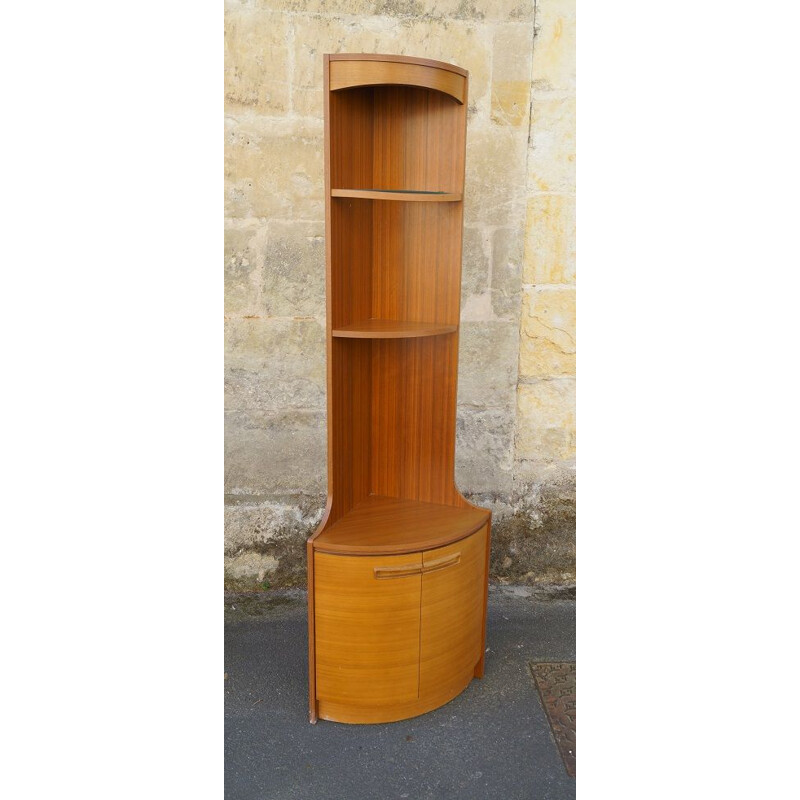 Vintage corner library in teak 1970