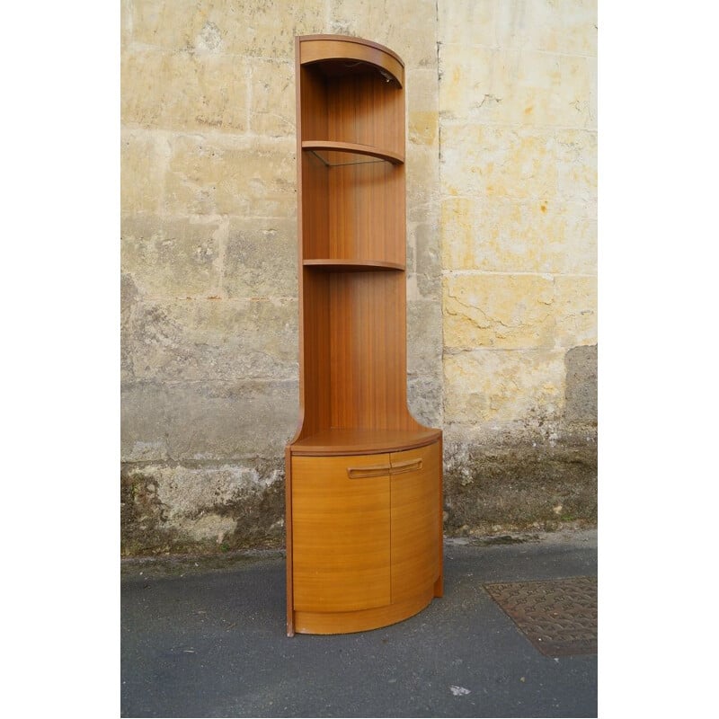 Vintage corner library in teak 1970