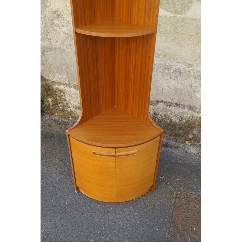 Vintage corner library in teak 1970