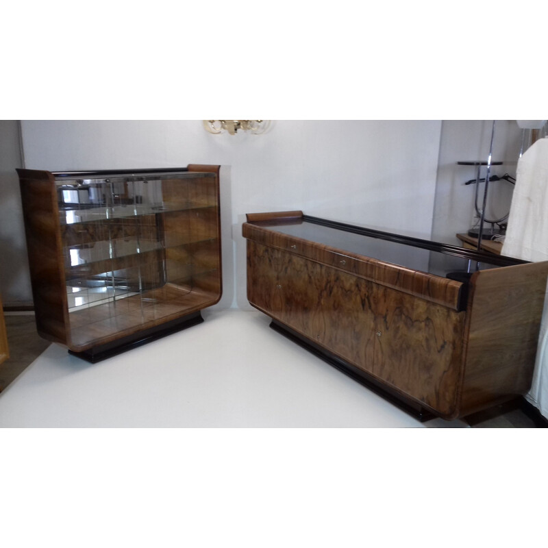 Vintage cabinet and sideboard set by Jindřich Halabala for Up Zàvody, Czechoslovakia 1930