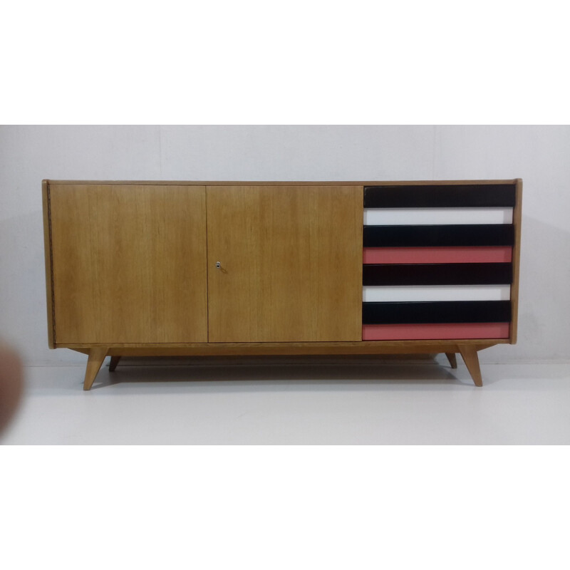 Vintage sideboard designed by Jiří Jiroutek in oak and plastic 1960s