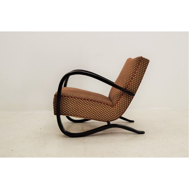 Vintage Art Deco armchair by Jndřich Halabala in wood and fabric 1930s