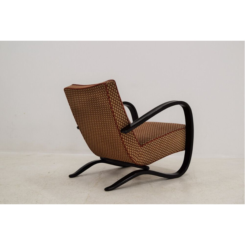 Vintage Art Deco armchair by Jndřich Halabala in wood and fabric 1930s