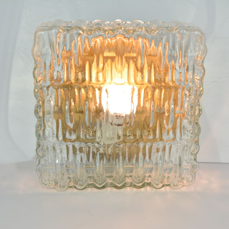 Vintage sconce for Fischer Leuchten in glass and steel 1960s