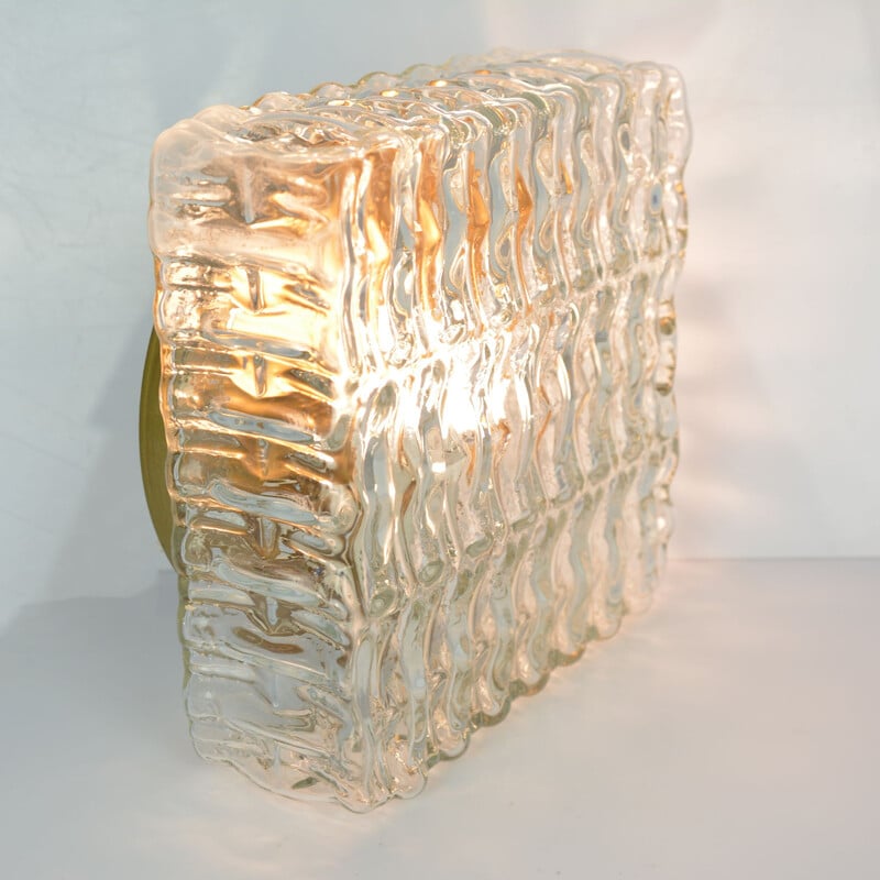 Applique vintage pour Fischer Leuchten en verre et acier 1960