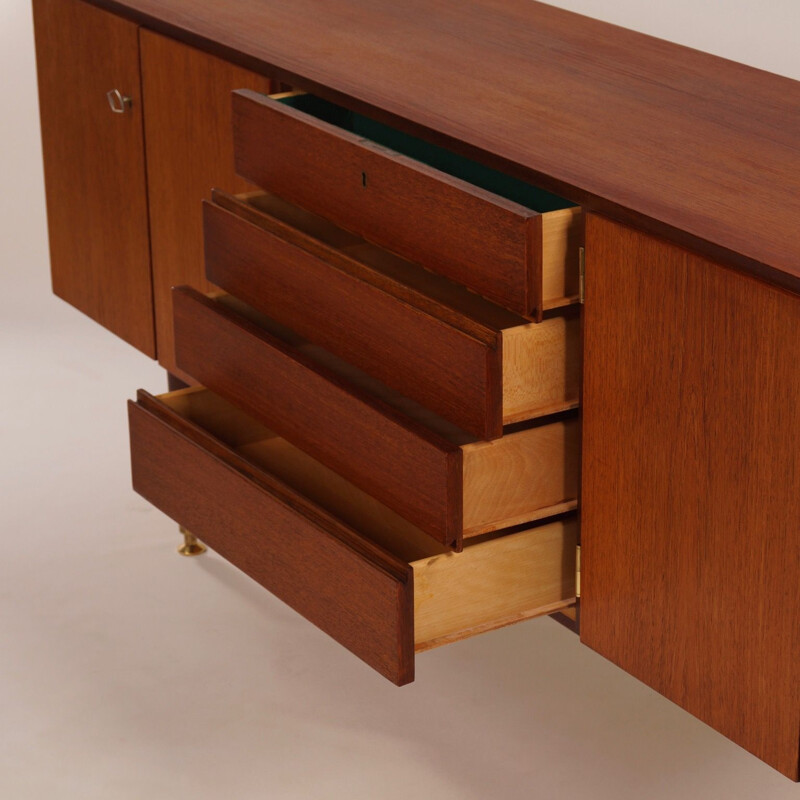 Vintage sideboard for Van Rooijen in teak with brass details 1950s