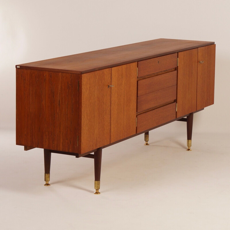 Vintage sideboard for Van Rooijen in teak with brass details 1950s