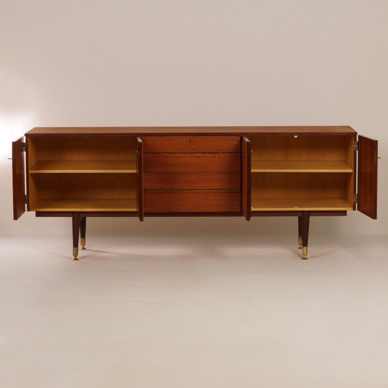 Vintage sideboard for Van Rooijen in teak with brass details 1950s