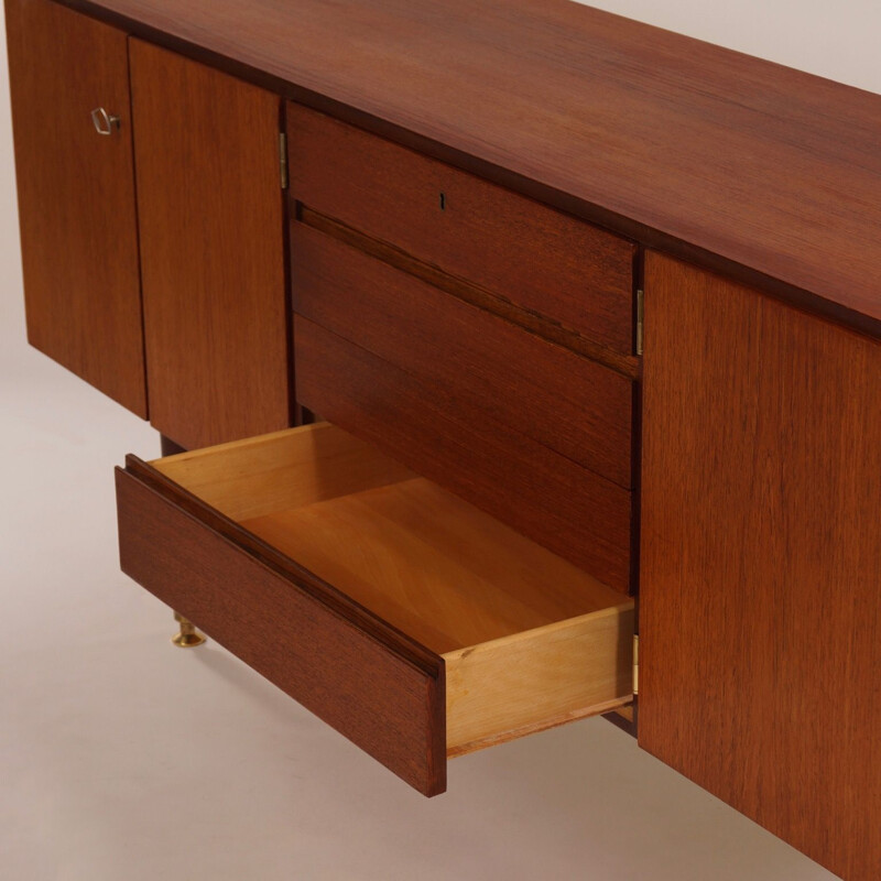 Vintage sideboard for Van Rooijen in teak with brass details 1950s