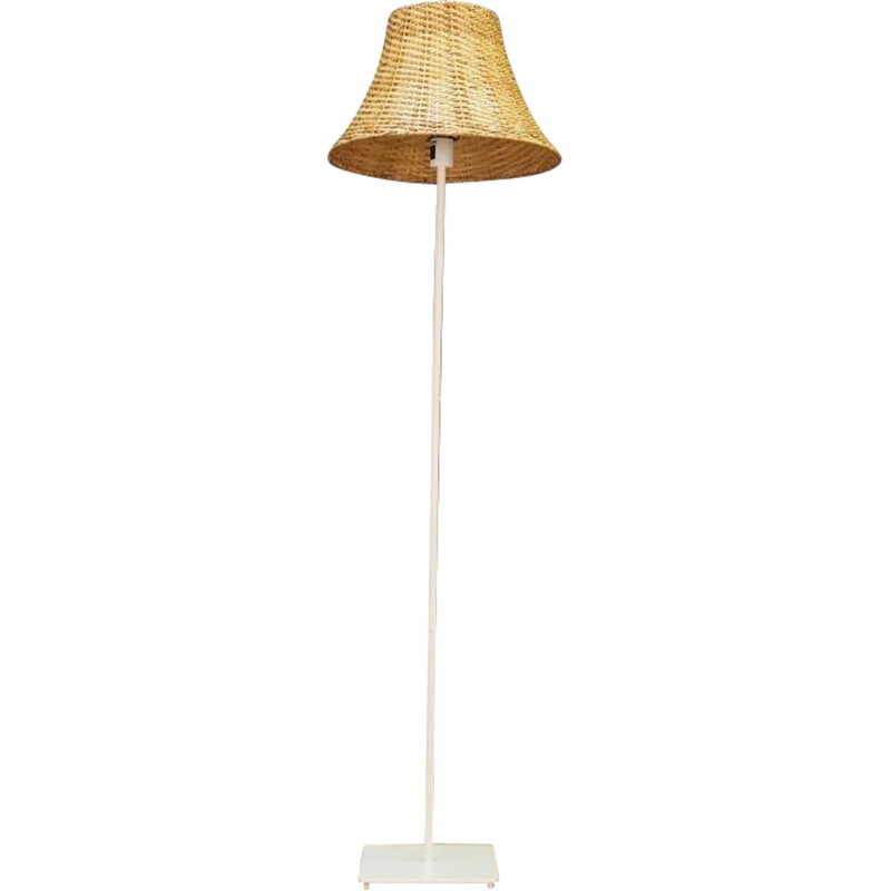 Lampadaire vintage scandinave en métal blanc 1960